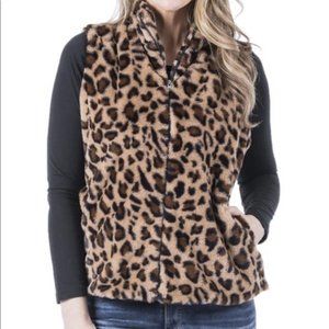 NWT KATYDID Cheetah Leopard Animal Print Faux Fur Vest | Size S